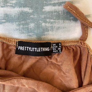PrettyLittleThing Womens Tan and Brown Crop-top
